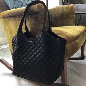 Guess Black Quilted Tote Bag